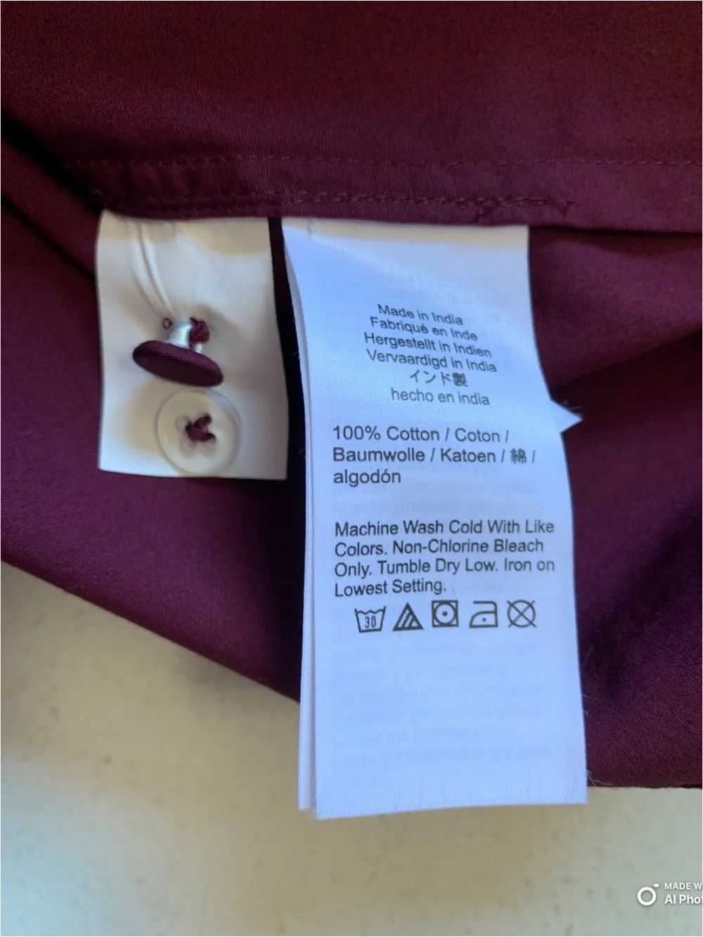 Madewell Large V-Neck Button Front Top With Neck Tie in Dark Pomegranate NWT